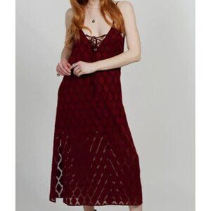 Band of the Free Lila Merlot Red Midi Dress